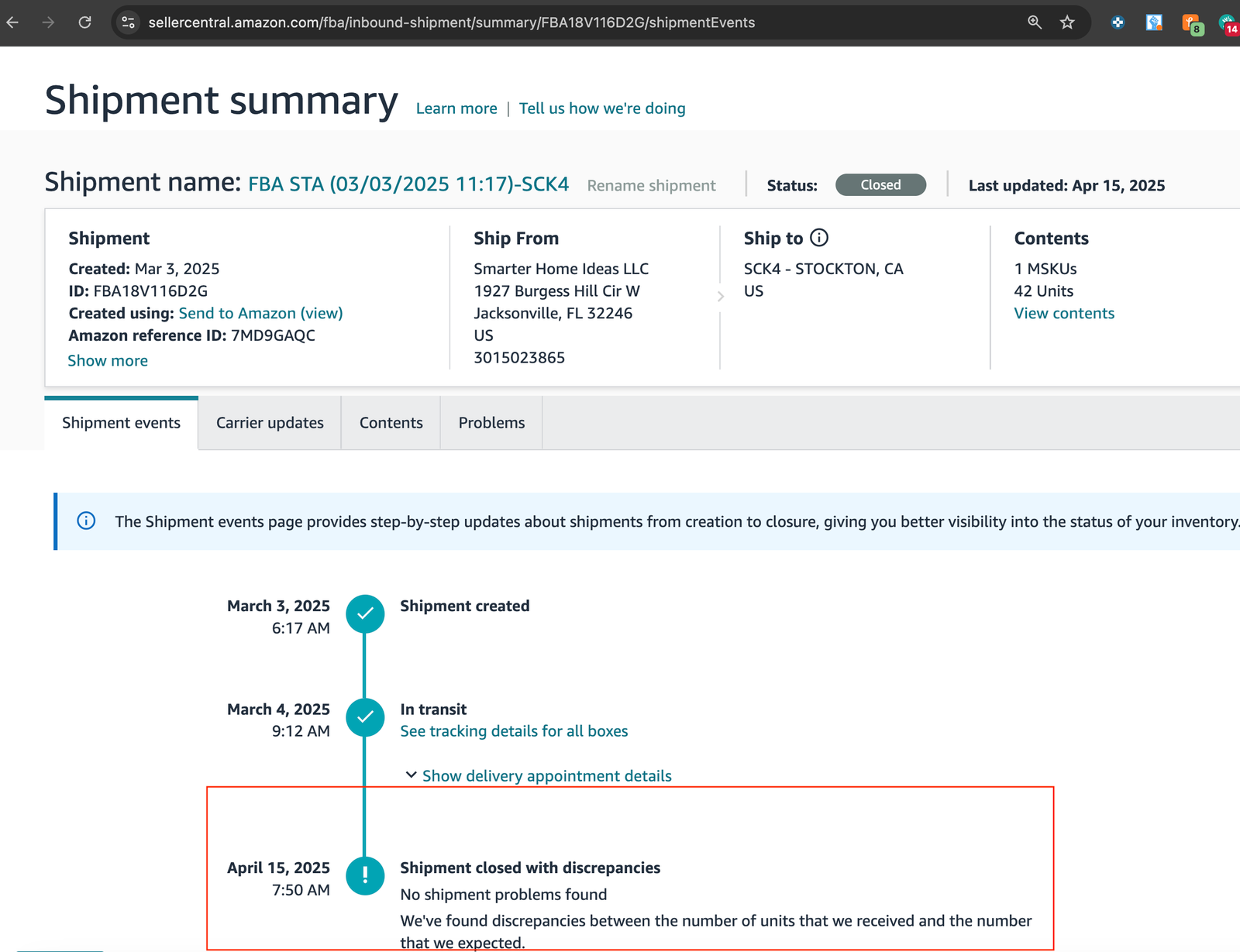 FBA Shipment Tracking